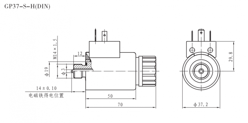 GP37-S-H/GP37-S-H(DIN)螺纹比例阀用电磁铁