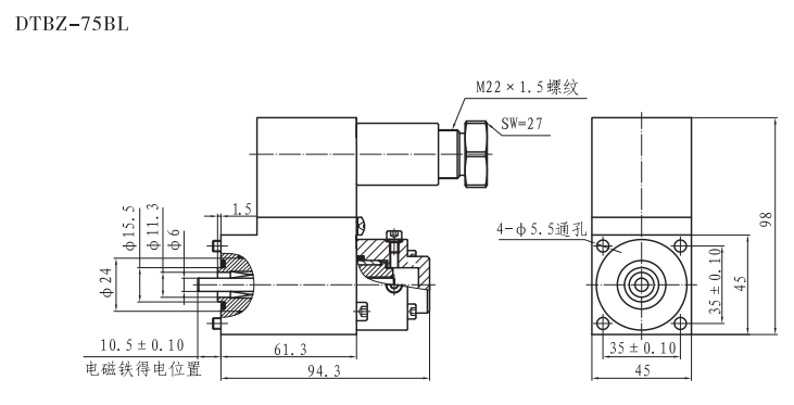 DTBZ-75BL隔爆型液压阀用比例电磁铁